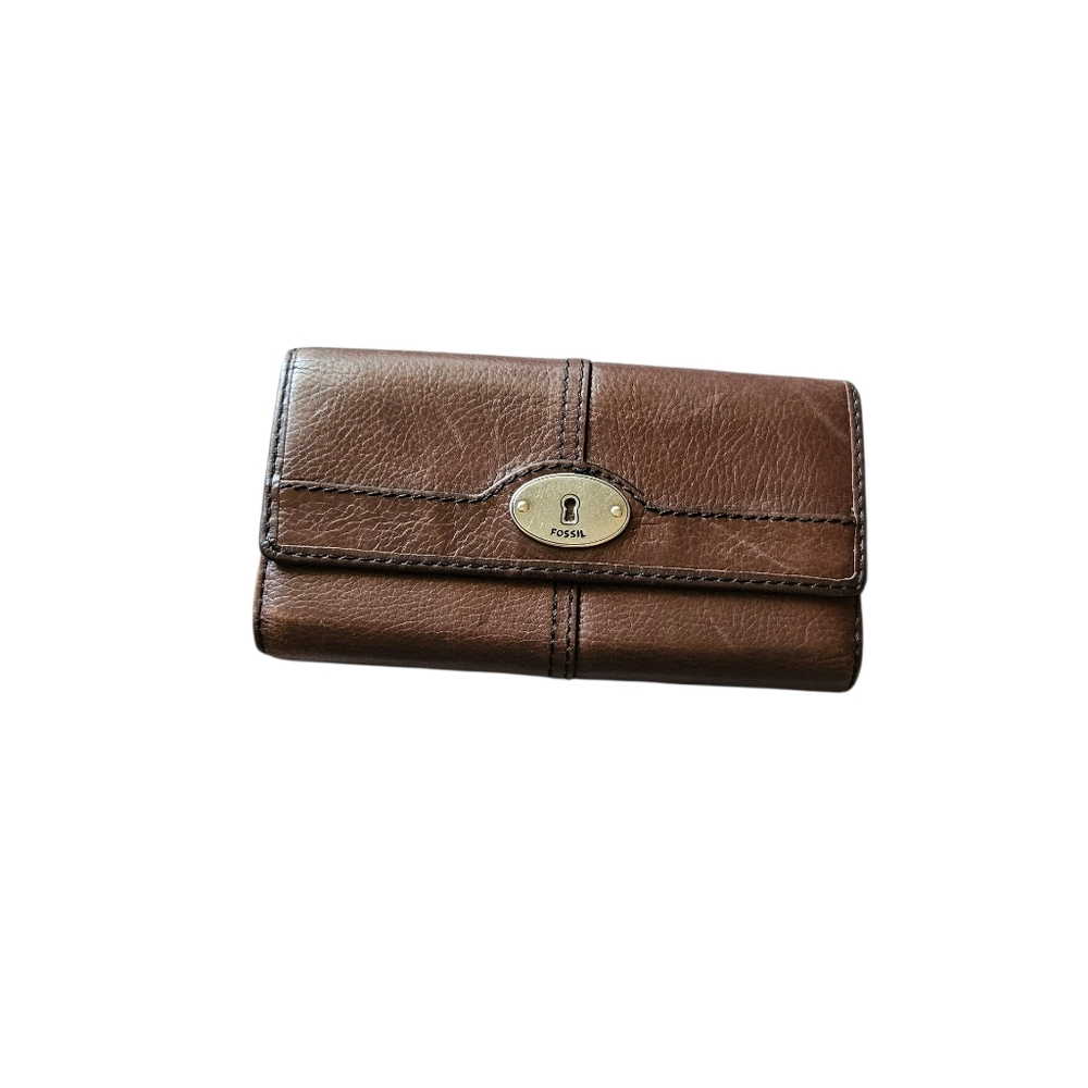 fossil maddox brown leather wallet